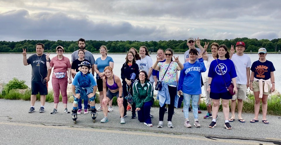 Group of walkers on the path next to the Cape Cod Canal